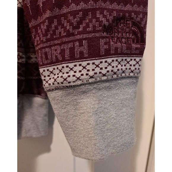 The North Face Nordic Printed Terry Crew Neck Sweatshirt Womens Medium Maroon - Picture 4 of 7